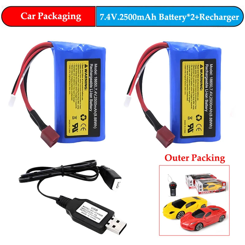 Batería Lipo De 7,4 V, 2500mAh, 18650 Para Wltoys 12428/144001 RC, Piezas De Coche, 2s,  Para for SCY-16101 SCY-16102 SCY-16103