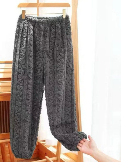 Women's Fleece Lined Flannel Pajama Pants Thick Home Clothes Autumn Winter Warm Fairy Style plus Size Comfortable Long Pants