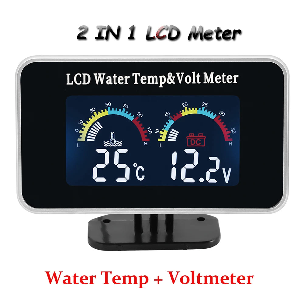 Multi-functional Car Truck LCD Meter 12v Digital Voltmeter / Water Temperature Gauge/RPM Tachometer/Oil Pressure Gauge 1/8NPT