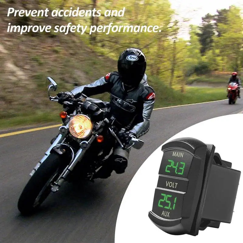 DC 12V/24V Digital Voltmeter Waterproof Car Dual Battery LED Digital Volt Meter Boat Voltage Marine Gauge Voltmeter Gauge