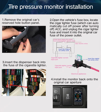 NaviFly Smart Car TPMS Tyre Pressure Sensor Monitoring System For Toyota Series Digital LCD Tire Display 4Pcs External Internal