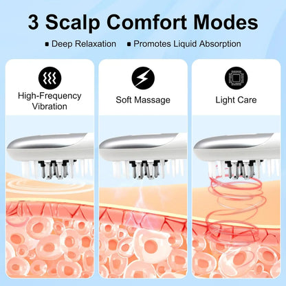 3 in 1 EMS Hair Growth Massage Comb with Hair Oil Dispenser Red Blue Light AntiHair Loss High Frequency Vibration Scalp Massager