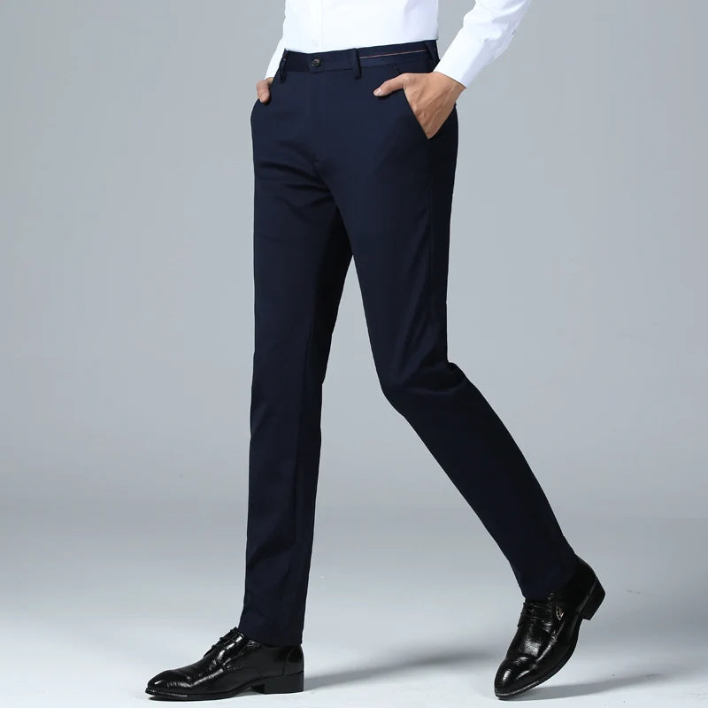 Premium Anti-wrinkle Non-ironing New Brand Casual Fashion Stretch Men Dress Pants Comfortable Business Office Long Suit Trousers