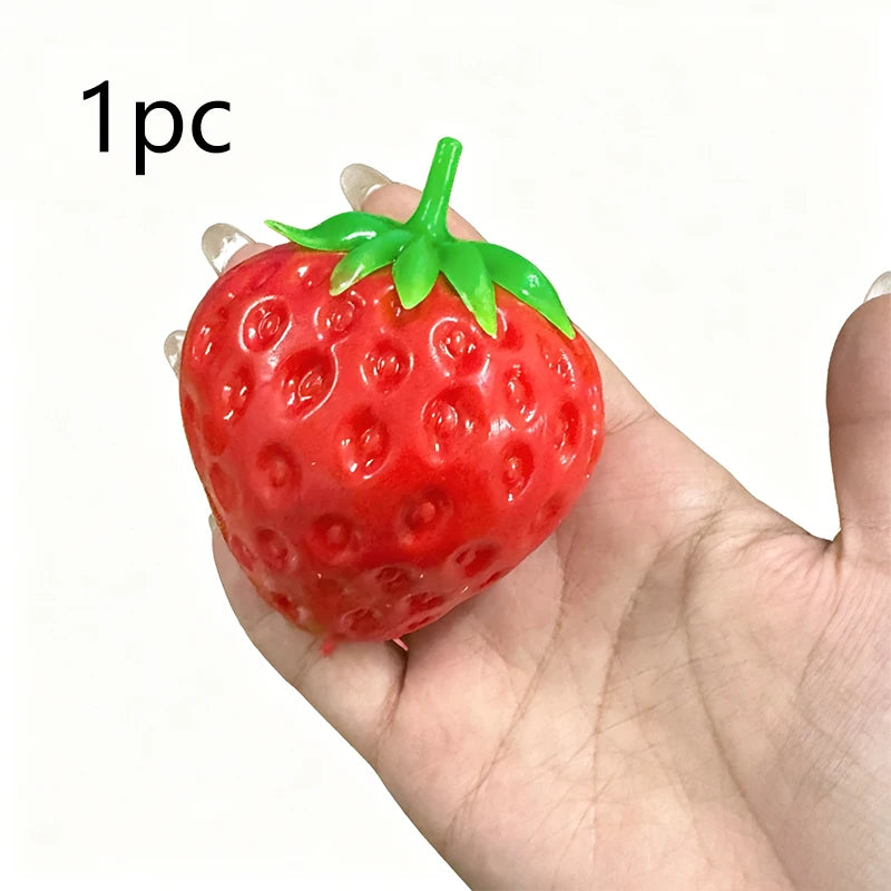 Strawberry Crunchy Stress Ball Squeeze Toy Crispy Squishy Fidget Toy Round Blocks Filled Decompression Sensory Toy Gifts