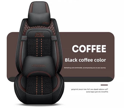 Universal Auto Split Seat Car Full Seat Cover Breathable Ice Silk Nappa Leather Car SUV Cushion Full Seats Cover Protection