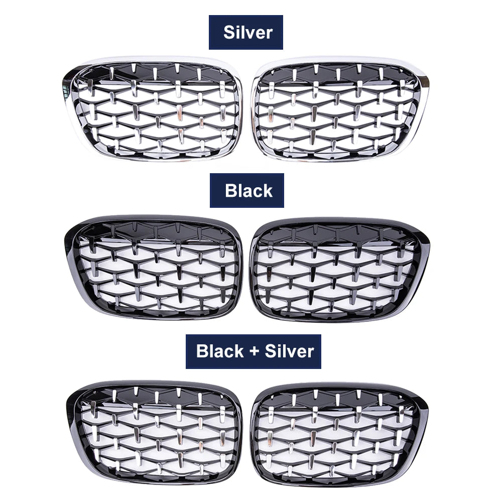 Front Kidney Car Diamond Racing Grilles For BMW X1 F48 F49 2016-2019 Meteor Style Parts AUTO Accessories