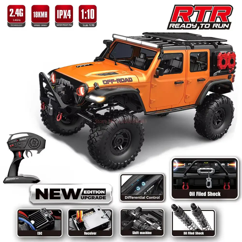 New 1/10 HB R1011 RTR Remote Control Vehicle 2.4G Full Proportional Rock Crawler LED Light 4WD Off-Road Climbing Car Toys Gifts