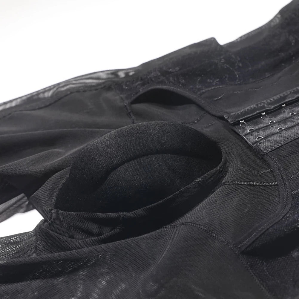 Men's Shapers Lace Button-Up Waist-Lifting Hip-Lifting See Through Panties Bulge Cup Boxers Shorts Lingerie Man Underwear