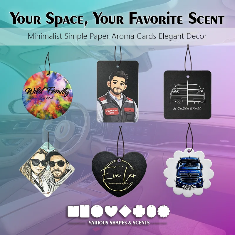 30 Personalized Car Air Freshener Cards, Available in Various Scents, with Long-Lasting Fragrance, Can Be Customized with Company Logos/Wedding Invitation Cards/Holiday Gifts