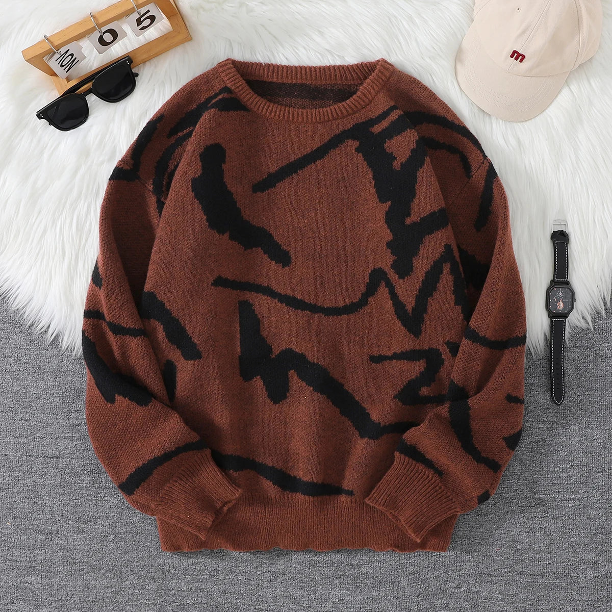 Unisex Sweaters, Casual and Comfortable with Dropped Shoulders, Autumn and Winter Knitwear, Soft Regular-Fit Long-Sleeved Crew Neck Pullovers, Suitable for Everyday Wear, Unisex Tops for Going Out, Men's Knit Pullovers