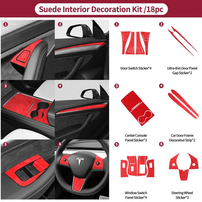 Top Suede For Tesla Model 3 Model Y (2019-2024) Door Switch Button Trim Cover Protection Decoration Car Interior Accessories