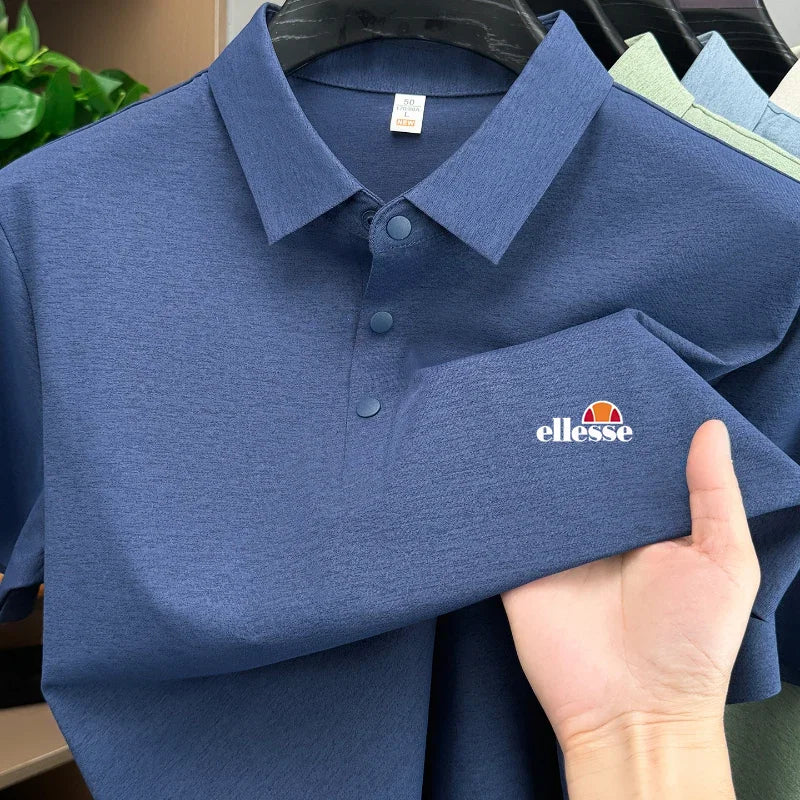 High end brand men's polo shirt printed short sleeved top 2026 summer new comfortable breathable casual and fashionable T-shirt
