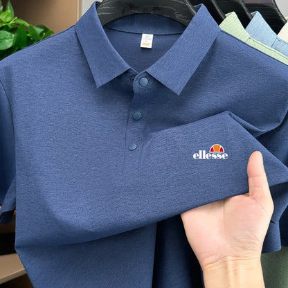 High end brand men's polo shirt printed short sleeved top 2026 summer new comfortable breathable casual and fashionable T-shirt