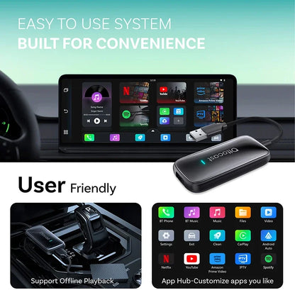 OTTOCAST Play2Video Ultra Wireless CarPlay Android Auto Adapter Built-in Youtube Netflix Video Box Car Accessories