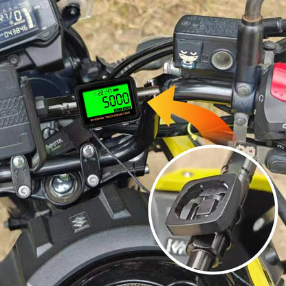 Moto Inductive Digital Tachometer SVC TOT JOB Engine Hour Meter Gauge Backlight Resettable RPM for Motorcycle Lawn Mower