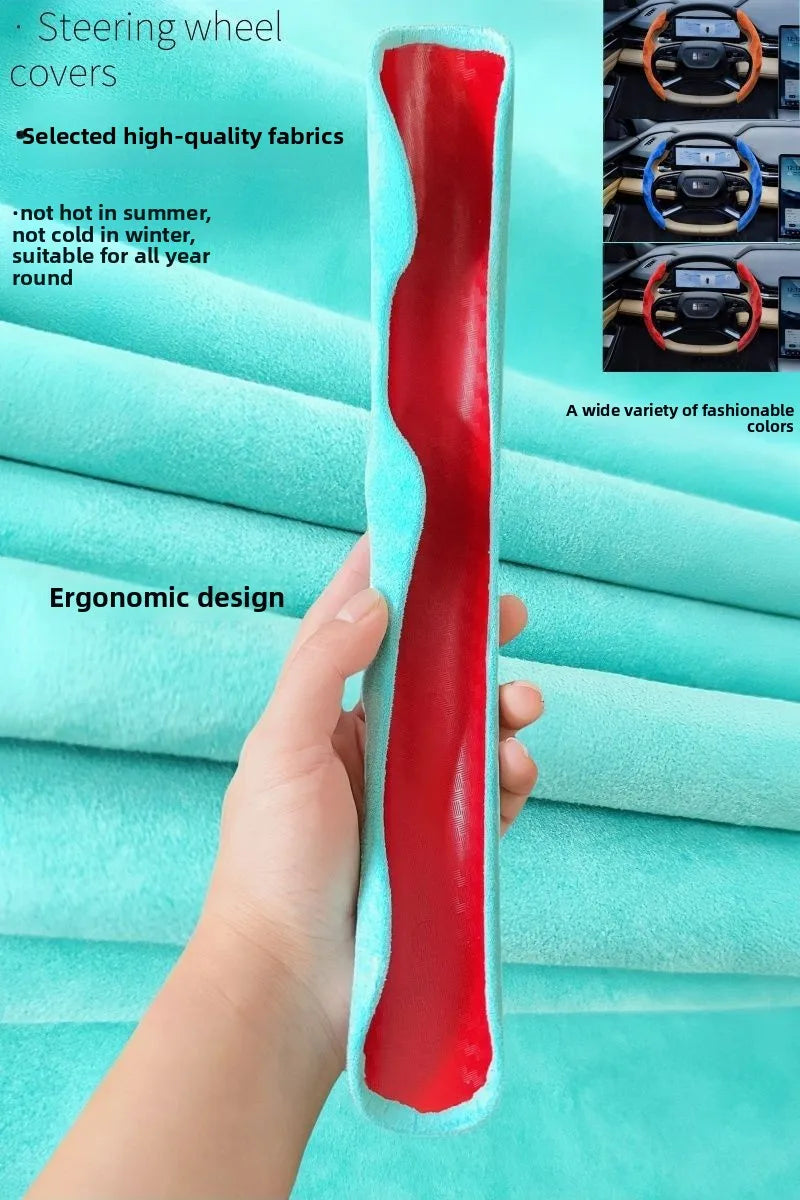 2026 Winter New Car Steering Wheel Cover Gearshift Handbrake Cover Protector Decoration Warm Super Thick Plush Auto Accessories