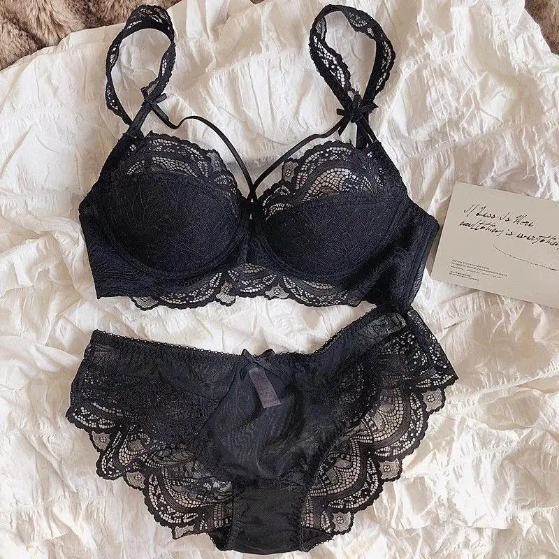 MOYISU Adjustable Lace Bralette for Small Chest Bra Set Removable Straps & Thin Padding Soft Wire Comfort Muslim Girls Underwear