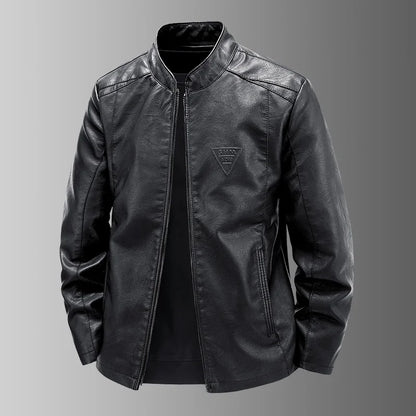 Ning Genuine Leather Jacket Men's Stand Collar Thickened Slim Fit Casual Trendy Motorcycle Clothes Outerwear