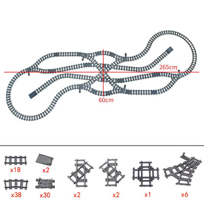 City Trains Flexible Tracks Forked Straight Curved Rails Switch Building Block Bricks High-Tech Creative Toys for kids gifts
