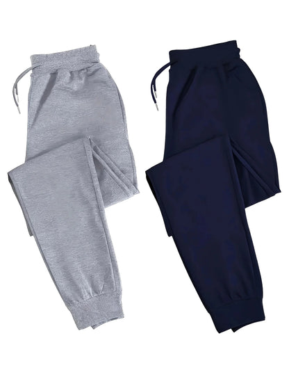 Men's two-piece casual sporty jogger pants, loose-fit sweatpants, wrinkle-resistant and shape-retaining, suitable for running,