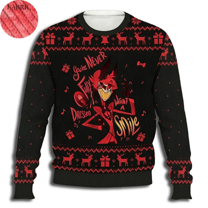 2026 Hot Hazbin Hotel Vox Print Ugly Sweater Y2K Winter Streetwear Pullover Men's and Women's Harajuku Style Fun Casual Top Gift