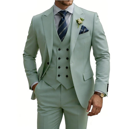 Mens 3 Piece Slim Fit For Men Double Breasted Suit Wedding Prom Suits Formal Business Dinner Tuxedo