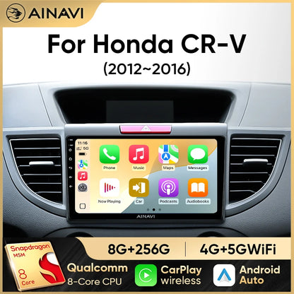 Ainavi Car Radio For Honda CRV CR-V 2012-2016 Carplay Android Auto Qualcomm Car Stereo Multimedia Player 4G Wifi DSP 48EQ
