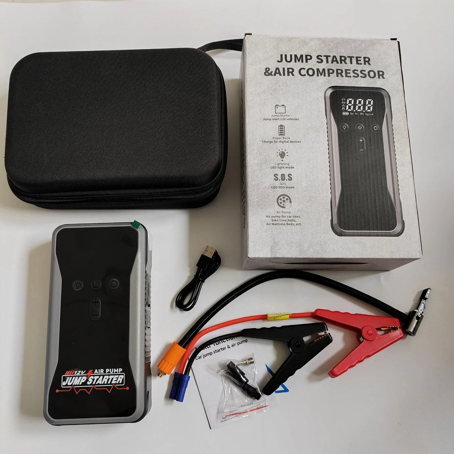 1500A Car Jump Starter Power Bank Portable 150PSI Air Pump Car Battery Emergency Boosters Starting Device Car Starter 2025