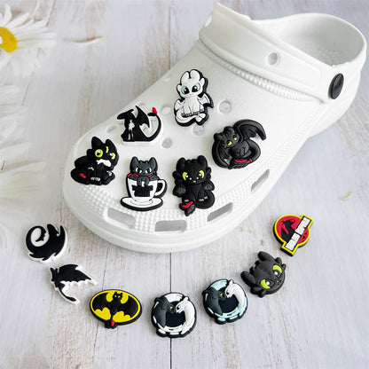 16-100pcs Potdemiel Cartoon Shoe Charms Set Shoes Accessories Decoration Buckle Fit Clog Sandal Wristband For Christmas Birthday