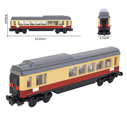 26cm Retro Double-Deck Passenger Train Car Building Blocks Model Green Gray Classic Train Display Toy for Hobbyists