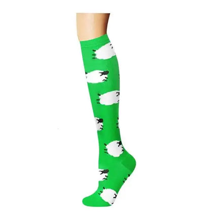 Sport Compression Stockings Funny Pattern Halloween ballon Dot Leg Pressure Running Cycling Multi Color Compress Socks