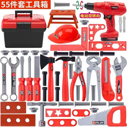 Kids Tool Set Pretend Play Drill Toy Screwdriver Toolbox, Role Play Construction Kit, Birthday Gift for Boys Toddler