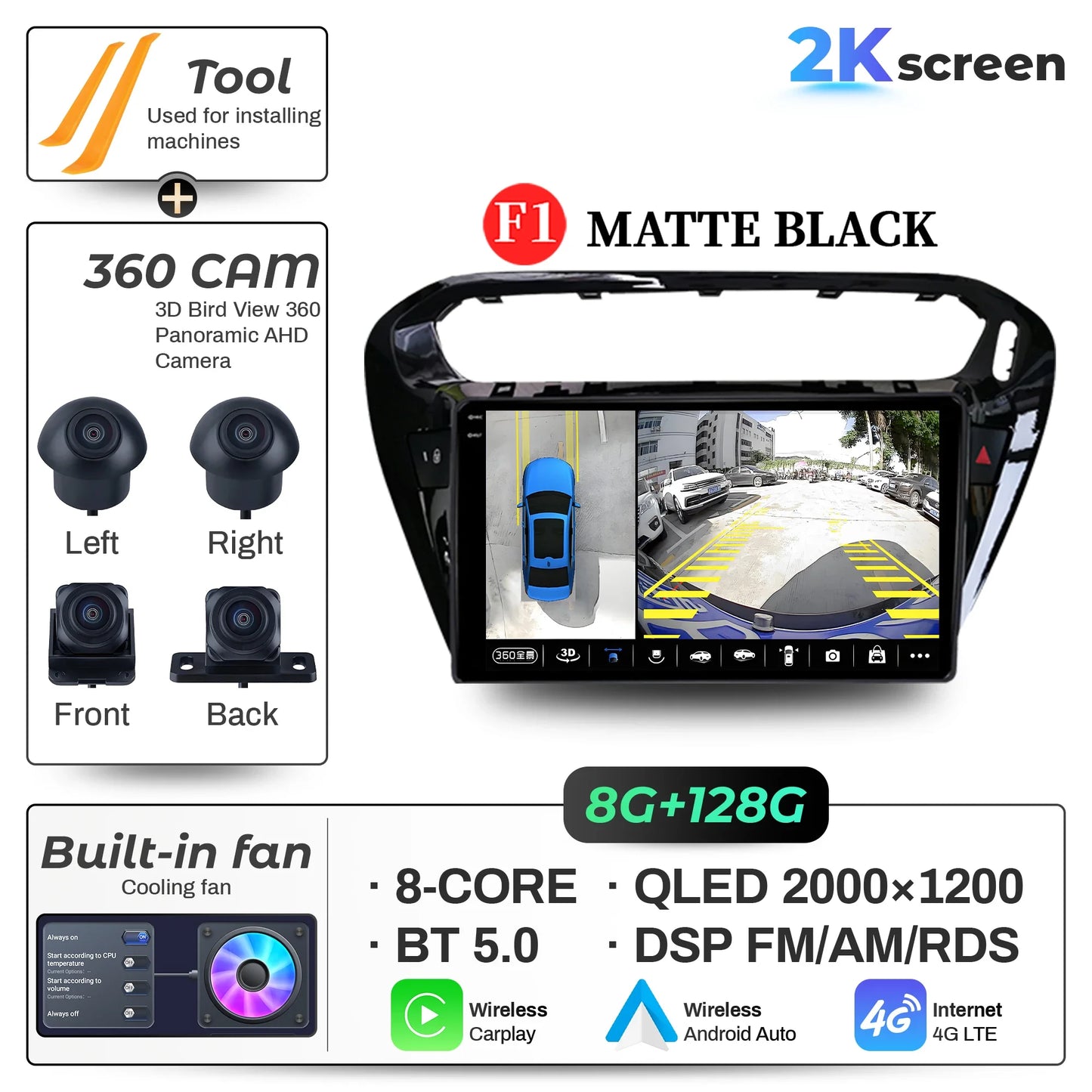 9" Car Radio For Peugeot 301 Citroen Elysee 2013-2018 Android 16 Wireless BT Carplay Multimedia Navigation Touch 2K QLED Screen