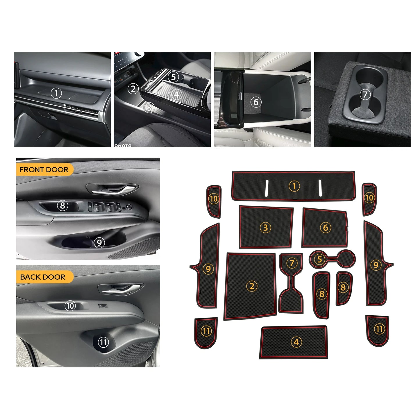 LFOTPP Door Groove Mat for Hyundai Tucson NX4 2025 2026 Car Anti-slip Rubber Gate Slot Pad Car Hyundai Tucson 2025 Accessories