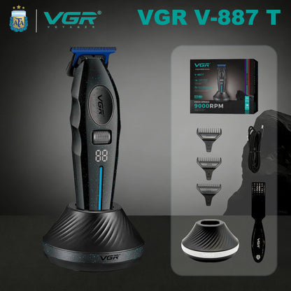 VGR Hair Clippers Professional Rechargeable Right Taper Trimmer 9000RPM Blue Ceramic Blade Hair Clippers For man V-887 V-887T