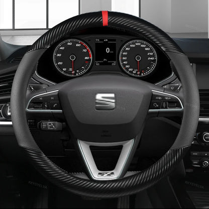 Carbon Fiber Car Steering Wheel Cover For Seat Leon 5F Mk3 2013-2021 Ibiza 6J Tarraco Arona Ateca Alhambra Auto Accessories