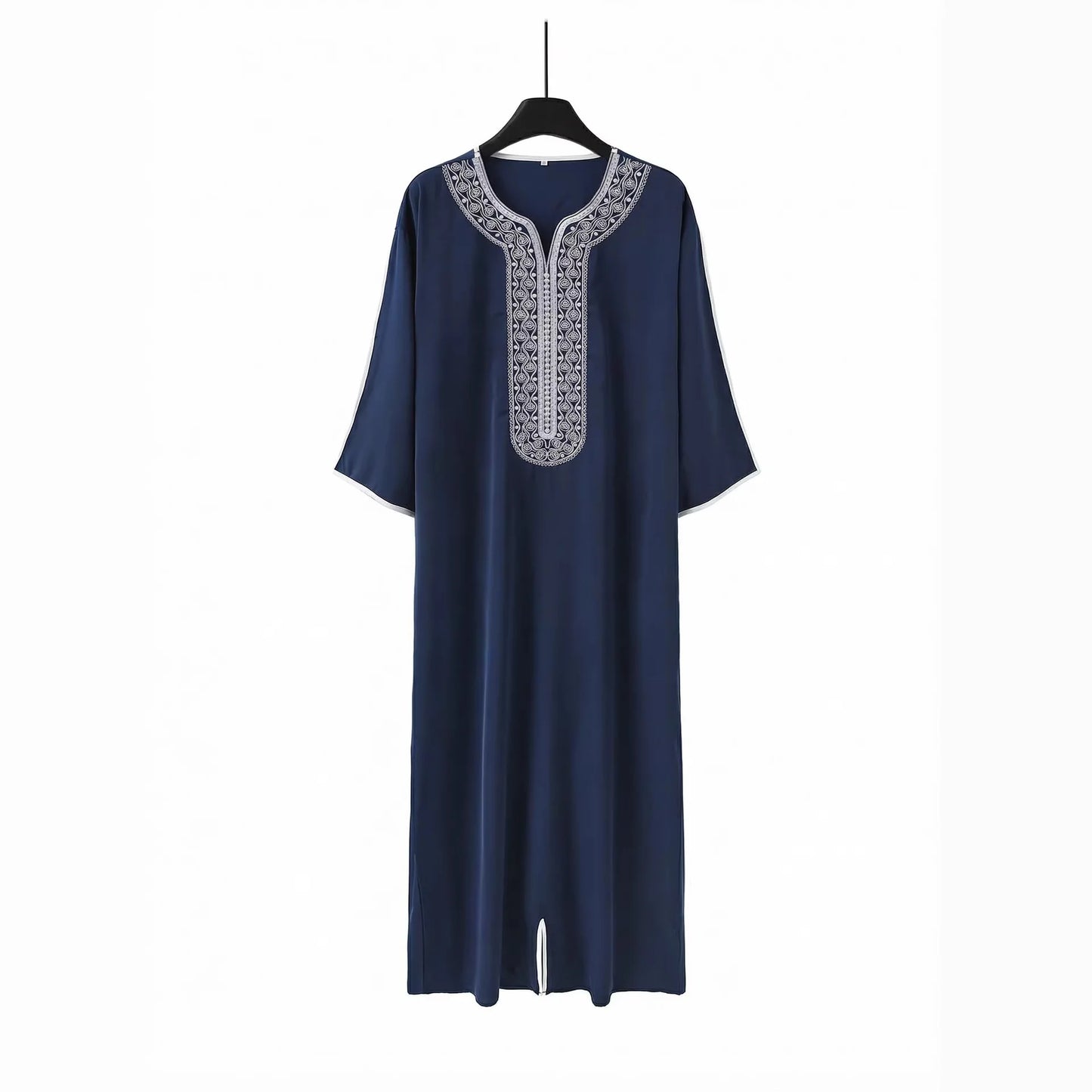 2026 Spring New Men's Loose Luxurious Embroidered Long-sleeve Ethnic Clothing With Three-quarter Sleeves Islam Elegant