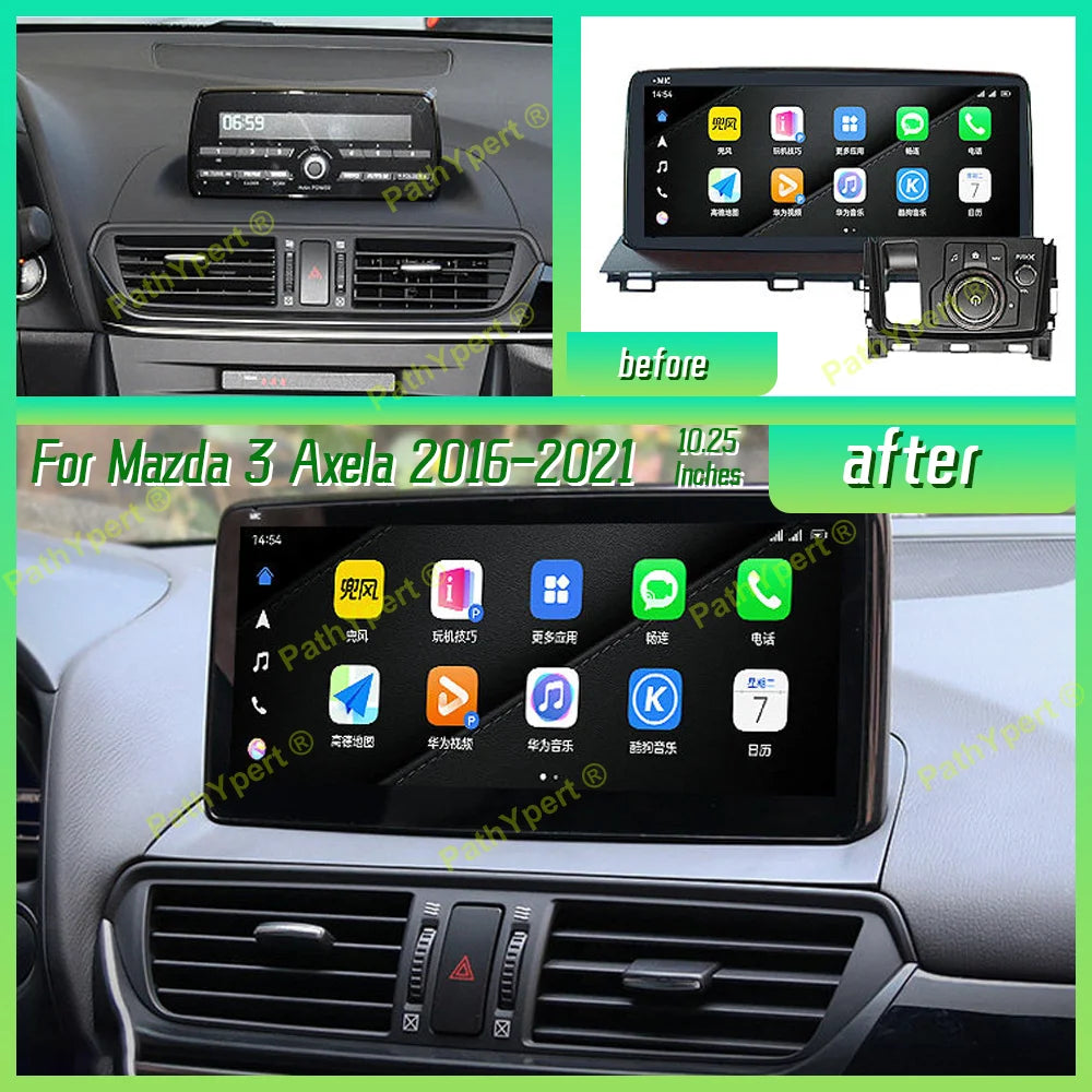 8 Core 8G+256GB Android 15 For Mazda 3 Axela 2016-2021 10.25"Touch Screen 2DIN Smart Car System Stereo BT WIFI Carplay AutoRadio