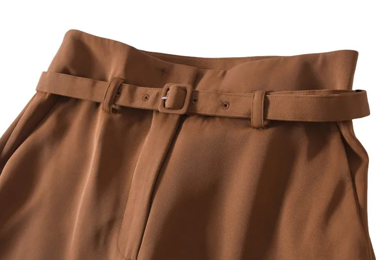 High Waist Belted Slim Fit Trousers Vintage Simple Sle Casual Pants for Women Spring Summer Autumn High Faion Goods