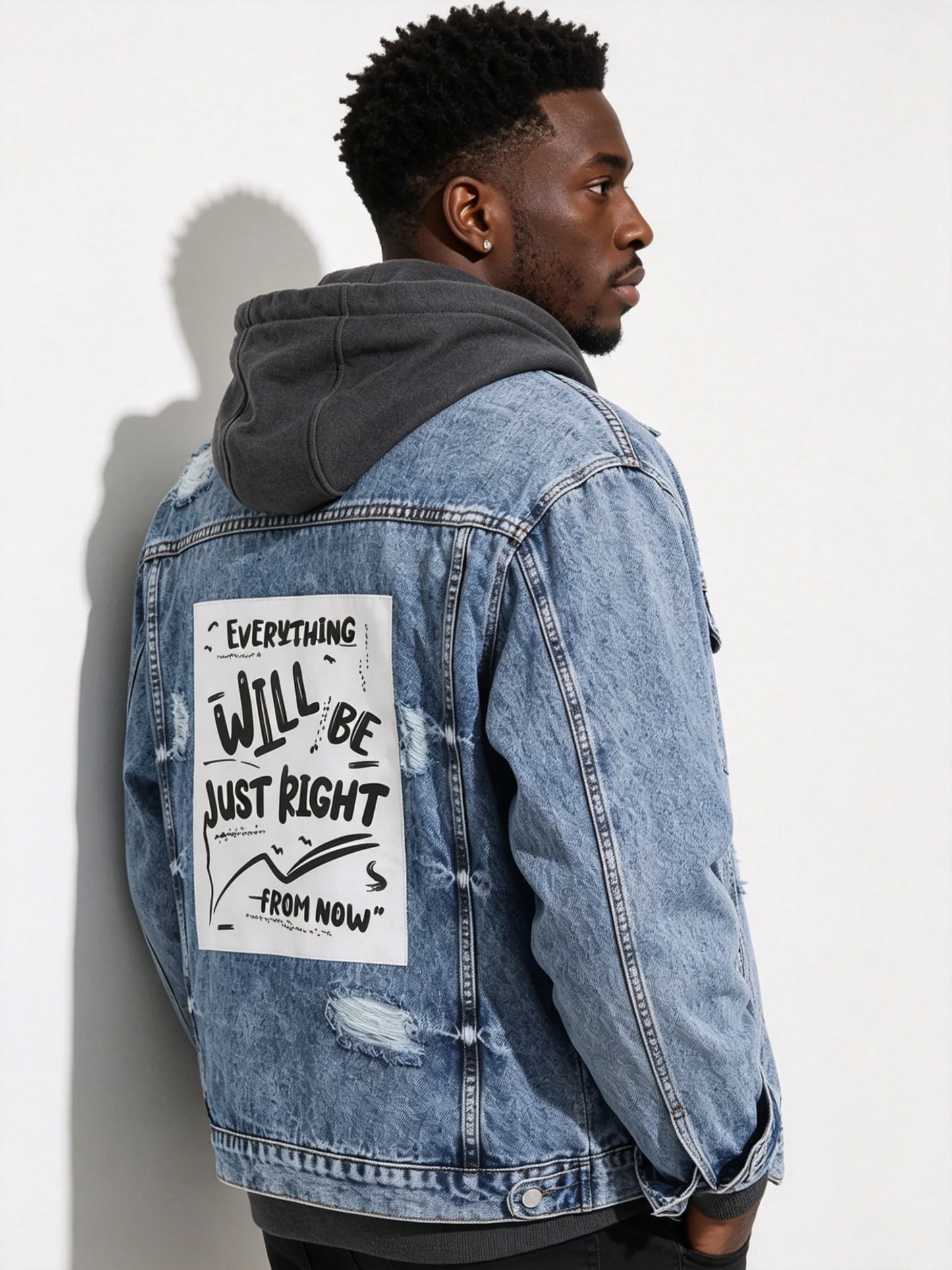 Modern Street‑Style Denim Jacket For Men Breathable Daily Outerwear No Added Decor Not Hooded Sweatshirt