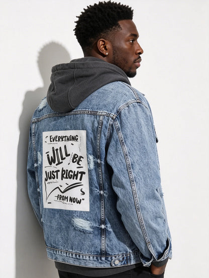 Modern Street‑Style Denim Jacket For Men Breathable Daily Outerwear No Added Decor Not Hooded Sweatshirt