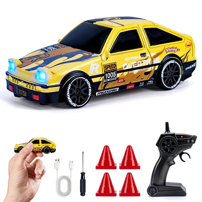 1/64 High Speed Drift RC Car with Light 2.4G 4WD Remote Control Car Mini Racing Model Cars Desktop Full Proportion Cars Gifts