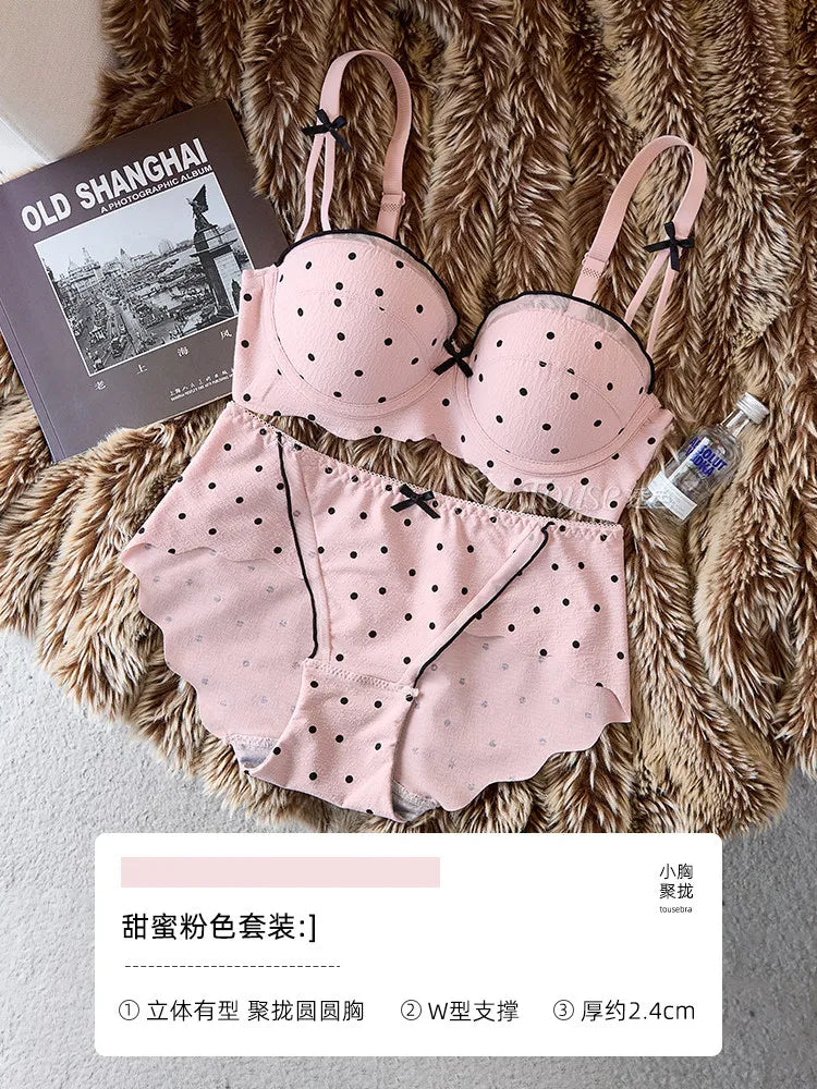 YUQI Elegant Lace Bra Set 2026 - Push Up Half Cup for Small Chest, Support & Anti Sagging, Sexy Back Design | Lingerie S-XL Suit