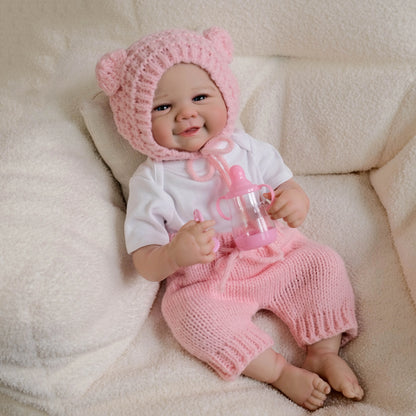 NPK 19-inch Lifelike Baby Doll Vivienne Full Body Reborn with 3D Skin Hand-Painted Hair Touch Doll Multiple Layers Painting