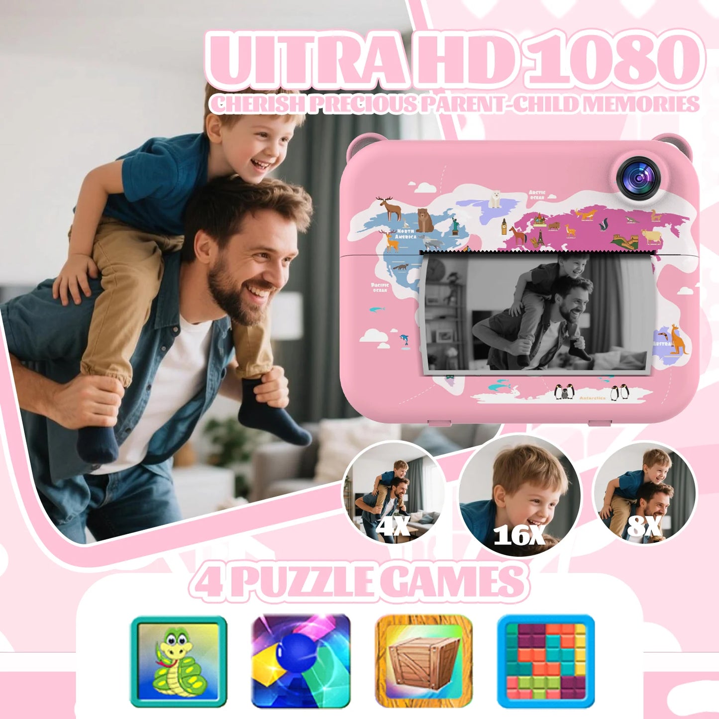 Kids Camera Children's Camera Can Take Photos Record Videos And Print New Style Instant Camera Gift For Girls Baby Camera Toy
