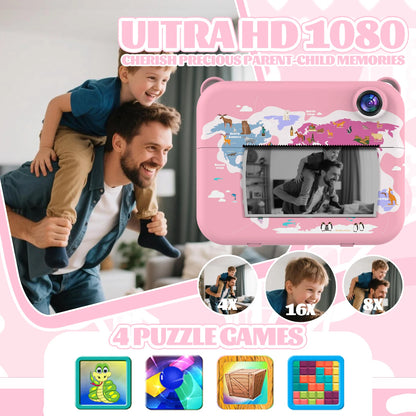 Kids Camera Children's Camera Can Take Photos Record Videos And Print New Style Instant Camera Gift For Girls Baby Camera Toy
