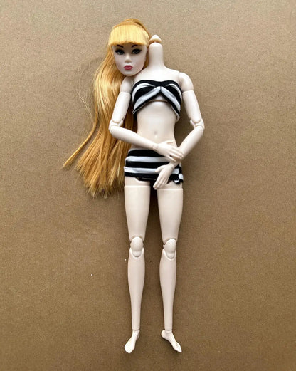 1/6 Scale Multi-jointed Fashion Doll Heads with Bangs Pony Tail Super White Beige Dark Brown Skin Tone PP Doll Figures for Colle