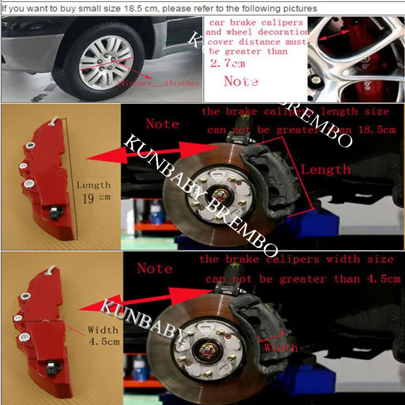 KUNBABY Universal 4 Or 2Pcs Aluminum Metal Brake Caliper Cover Without Logo Styling Fixing By Screws Car Accessiries