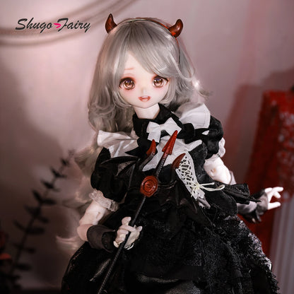 ShugaFairy Bree A 1/4 BJD FullSet Anime-Style Head Demon Horn Cat Female Magnetic Tail  Ears Ball-Jointed Doll Gift Figure