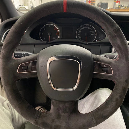 Black Suede Braid Car Steering Wheel Cover For Audi A3 8P Sportback A4 B8 Avant A5 8T A6 C6 A8 D3 Q5 8R Q7 4L S3 S4 S5 Seat Exeo